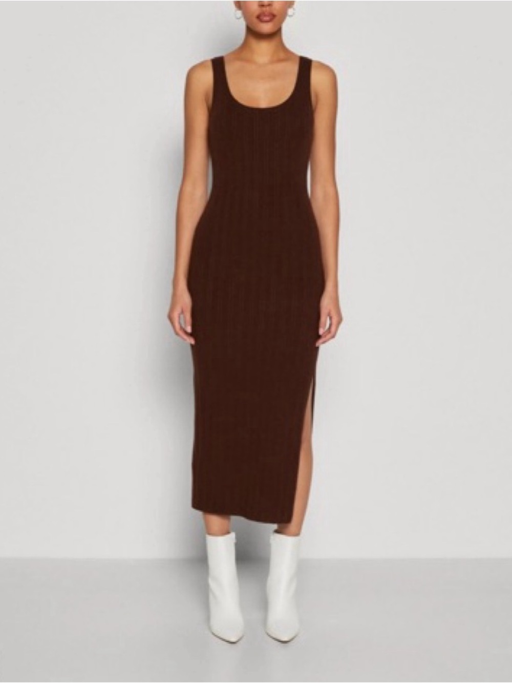 ABERCROMBIE & FITCH Chocolate Brown Ribbed Bodycon Midi Dress